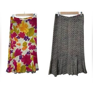🩷Indira Women’s Floral Spring Geometric reversible flowy Skirt Medium Midi